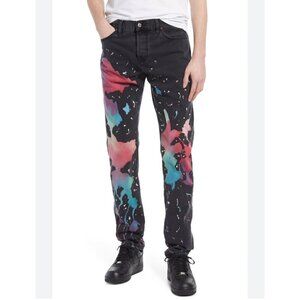 Diesel D-KRAS Slim jeans with collored paint splashed, Black / multi colored, si